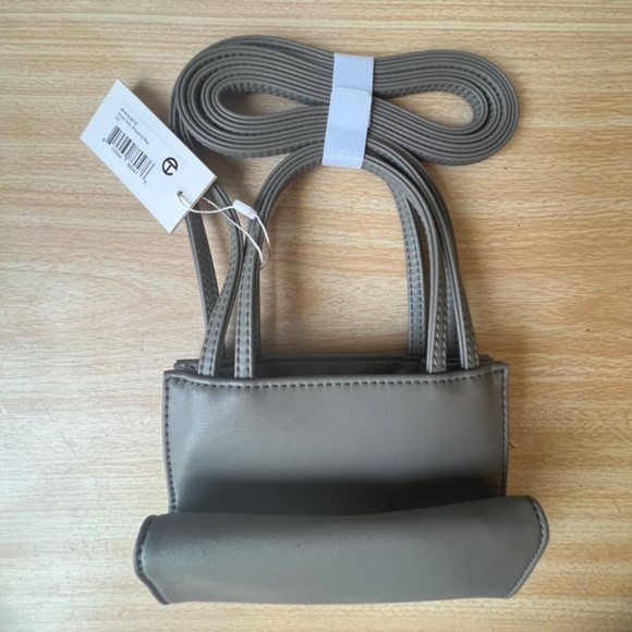 Telfar Small Shopping Bag Double Strap Crossbody Vegan Leather Gray NWT - Picture 3 of 10